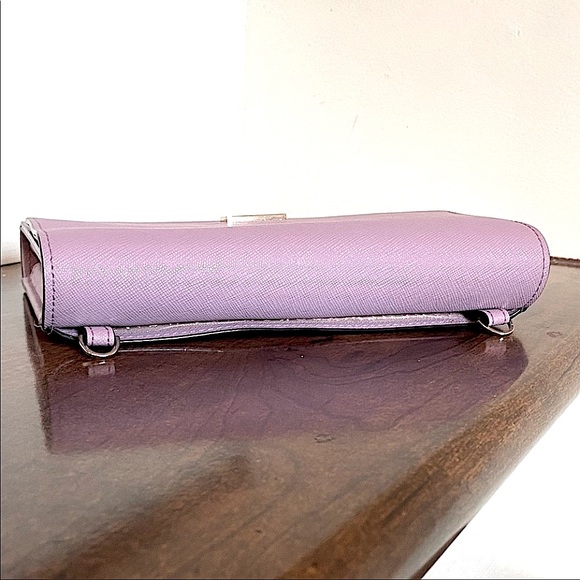 Kate Spade Bright Lavender Leather Mini Crossbody Bag Clutch Wallet 14K Gold - Picture 10 of 12